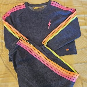 SET* NEW Aviator Nation 5 Stripe Neon Heather Navy